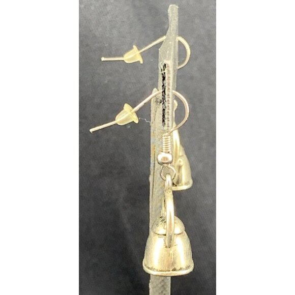 Teapot Earrings Pierced Silver Tone Figural Dangle Tea Party Time 1/2" Tall Vtg - Picture 4 of 6